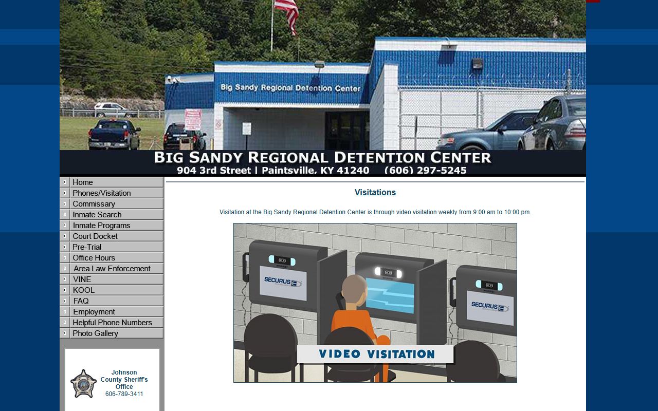 Martin County inmate visitation schedule at Big Sandy Regional Detention Center