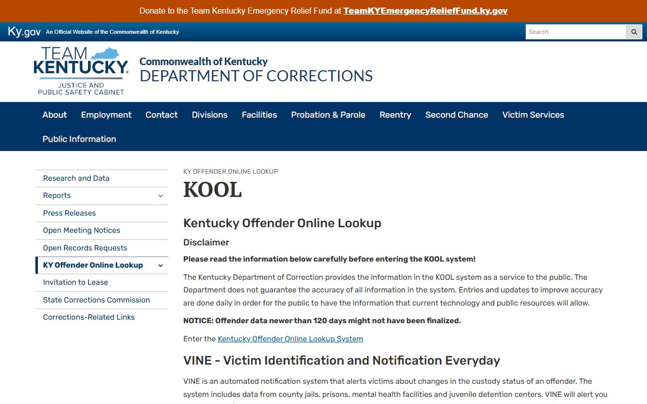 Martin County inmate population KOOL state offender lookup entry page